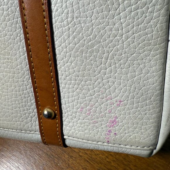 Dooney & Bourke Satchel Purse Off White/Cream and Brown - Picture 14 of 15